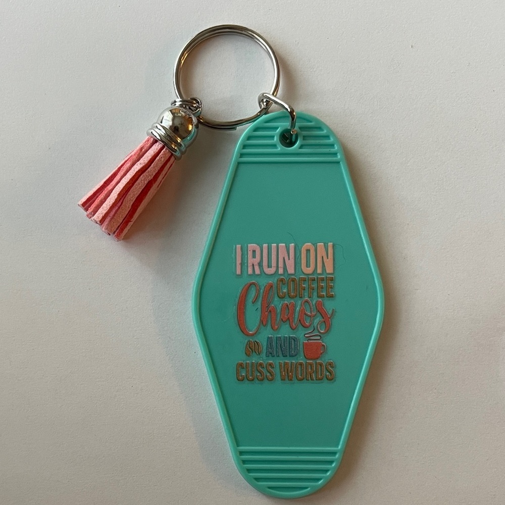 Teal Key Holder with Pink Tassel